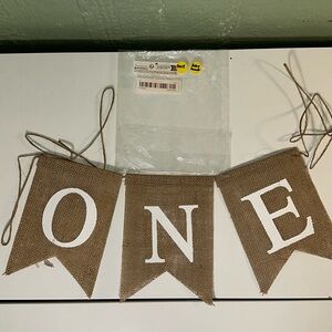 One burlap banner for baby’s 1st birthday high chair decor ONE